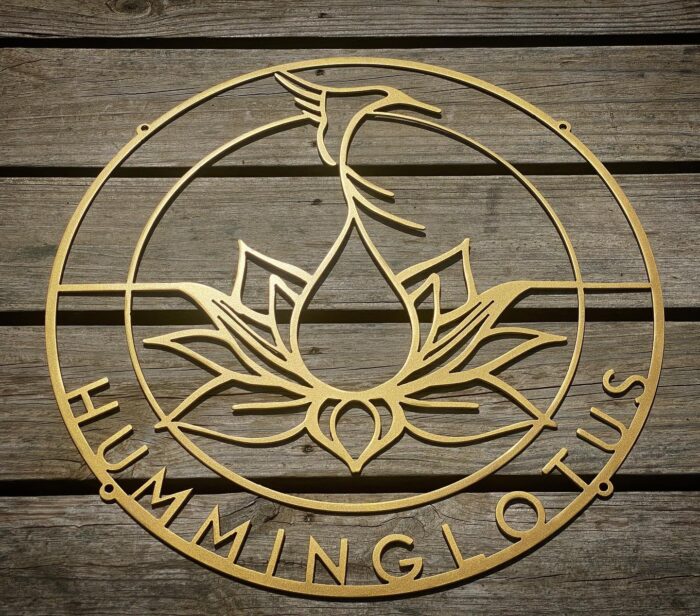 Humming Bird Lotus Custom Metal Business Logo Sign