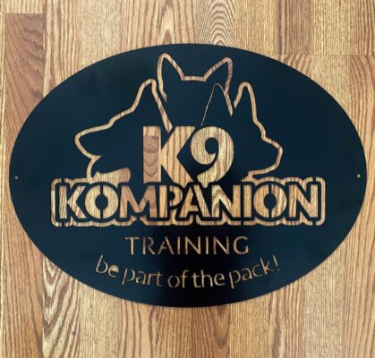 Oval Metal Business Logo Sign for K9 Companion Training