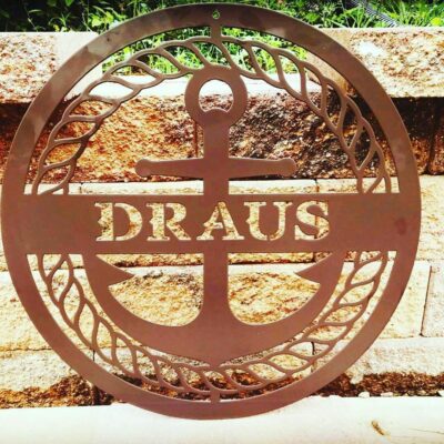 Nautical Rope Signs Draus Anchor & Rope Nautical Metal Family Name Sign