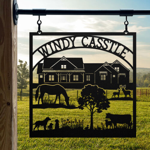 Custom Metal Farmhouse Sign Windy Casstle
