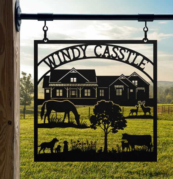 Custom Metal Farmhouse Sign Windy Casstle