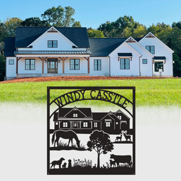 Windy Casstle Custom Farmhouse Silhouette for Metal Sign