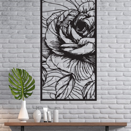 Rose Metal Wall Art Floral Boho Decor
