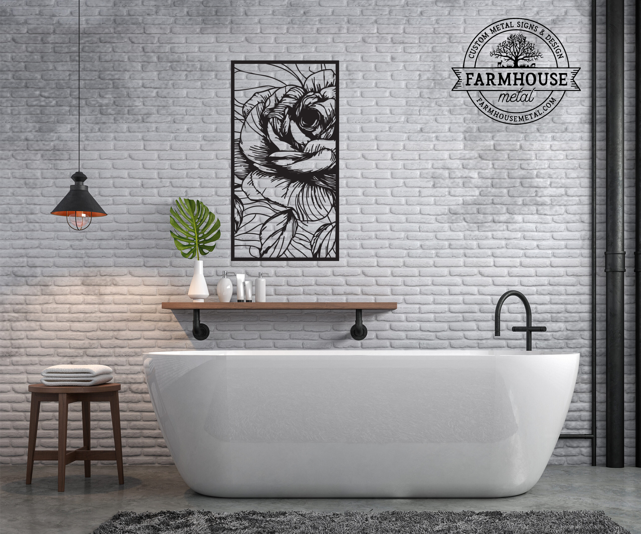 Rose Metal Wall Art Floral Boho Decor - Image 2