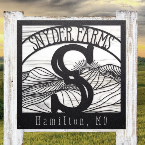 Mountain Monogram Metal Sign