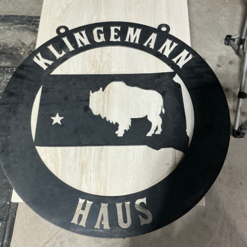Klingemann Haus Metal Buffalo Farm Sign